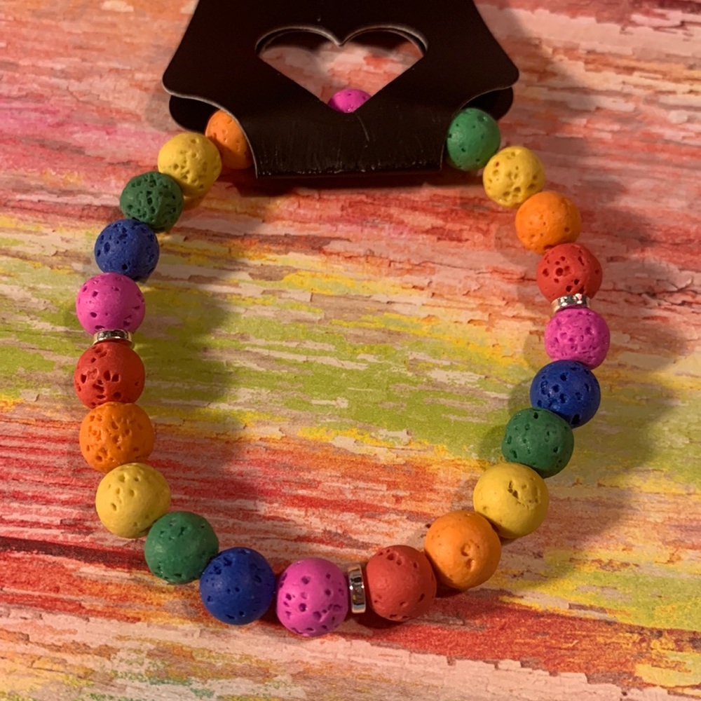 Rainbow Lava Stone Bracelet